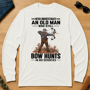 An Old Man Still Bow Hunts In His 70s - white - LST2D-White