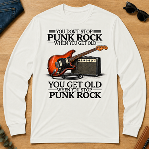 Don't Stop Playing Punk Rock Vintage Art - white - LST2D-White