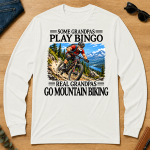Some Grandpas Play Bingo Real Grandpas Go Mountain Biking - white - LST2D-White