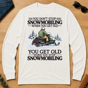 Don't Stop Snowmobiling Vintage Art - white - LST2D-White