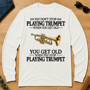 Don't Stop Playing Trumpet Vintage Art - white - LST2D-White