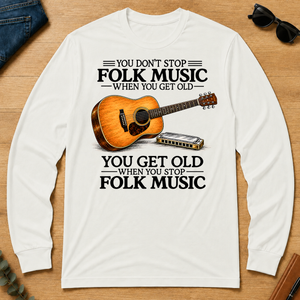 Don't Stop Playing Folk Music Vintage Art - white - LST2D-White