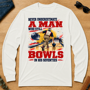 A Man Still Bowls In His 70s - white - LST2D-White