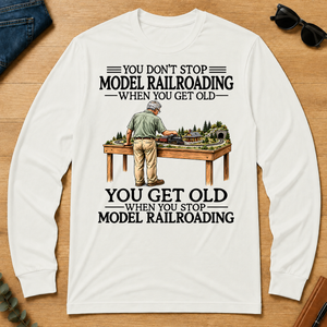 Don't Stop Model Railroading - white - LST2D-White