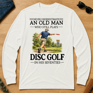 An Old Man Who Still Plays Disc Golf In His Seventies - white - LST2D-White