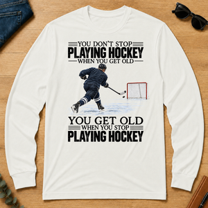 Vintage You Get Old When You Stop Playing Hockey - white - LST2D-White