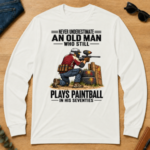 An Old Man Still Plays Paintball In His 70s - white - LST2D-White