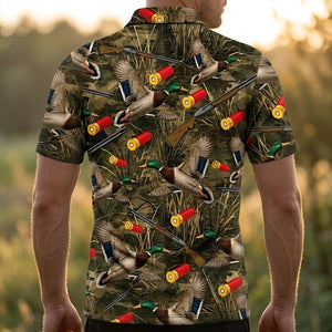 Vintage Camouflage Duck Hunting Polo Men Shirt