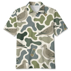Dove Camouflage Hunting Funny Pattern Men Polo Shirt