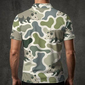 Opossum Camouflage Hunting Funny Pattern Men Polo Shirt