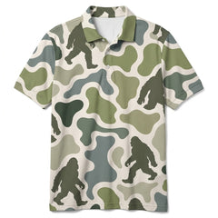 Bigfoot Camouflage Hunting Funny Pattern Men Polo Shirt