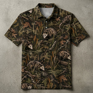 Opossum Swamp Camouflage Pattern Men Polo Shirt