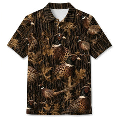 Vintage Pheasant Art Camo Men Polo Shirt