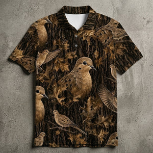 Vintage Wild Dove Art Camo Men Polo Shirt