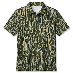 Deer Stripe Camouflage Men Polo Shirt