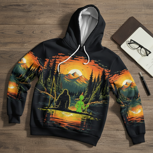 Bigfoot And Alien Fishing Night All Over Print Shirt