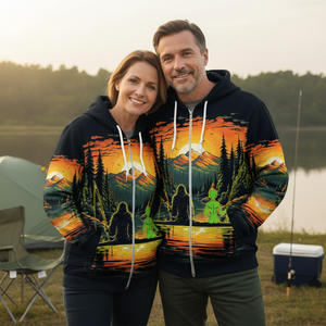 Bigfoot And Alien Fishing Night All Over Print Shirt