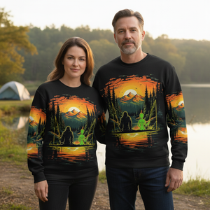 Bigfoot And Alien Fishing Night All Over Print Shirt