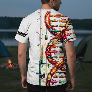 Custom Name Fishing DNA All Over Print Shirt