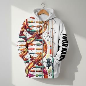 Custom Name Fishing DNA All Over Print Shirt