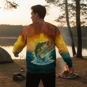 Bass Fishing Cross All Over Print Shirt