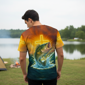Bass Fishing Cross All Over Print Shirt
