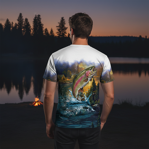 Rainbow Trout Fishing Sunset Strike All Over Print Shirt
