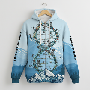 Custom Name Skiing It's In My DNA Snow-Capped Mountain All Over Print Shirt