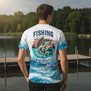 Ocean Splash Bass Fishing Is My Therapy All Over Print Shirt
