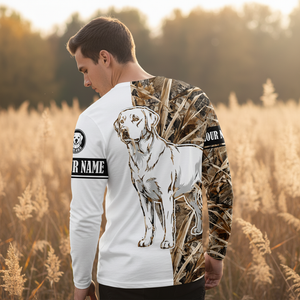 Custom Labrador Retriever Dog Camo Dry Grass All Over Print Shirt