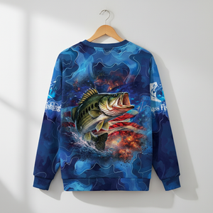 Blue Bass Fishing Patriotic All Over Print Shirt