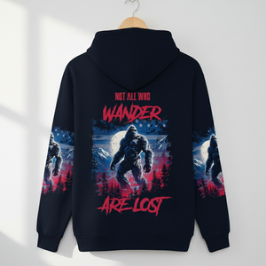 Strong Patriotic Bigfoot Not All Who Wander All Over Print Shirt