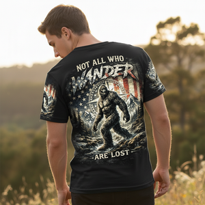 Not All Who Wander Are Lost Bigfoot Hiking All Over Print Shirt