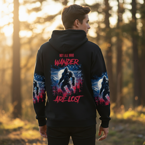 Strong Patriotic Bigfoot Not All Who Wander All Over Print Shirt