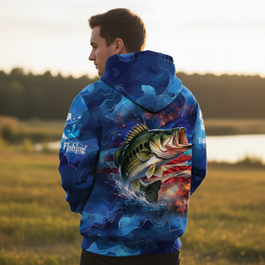 Blue Bass Fishing Patriotic All Over Print Shirt