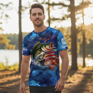 Blue Bass Fishing Patriotic All Over Print Shirt
