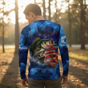 Blue Bass Fishing Patriotic All Over Print Shirt