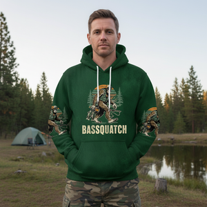 Bassquatch Bigfoot Fishing All Over Print Shirt