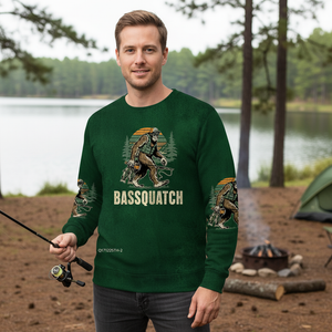 Bassquatch Bigfoot Fishing All Over Print Shirt
