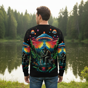 Bassquatch Bigfoot Fishing Forest All Over Print Shirt