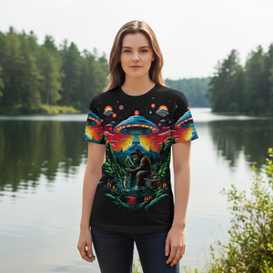 Bassquatch Bigfoot Fishing Forest All Over Print Shirt