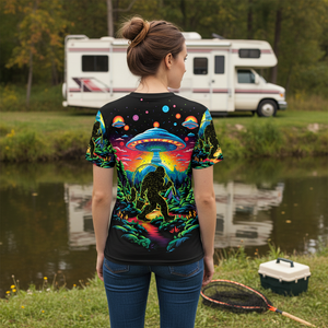Bigfoot Fishing Forest All Over Print Shirt