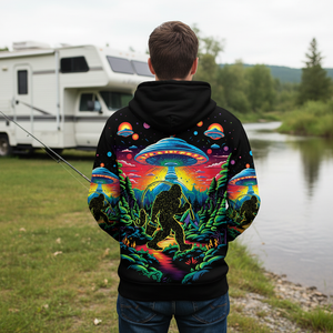 Bigfoot Fishing Forest All Over Print Shirt