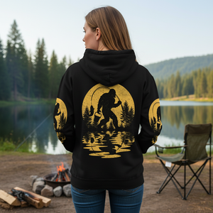 Bigfoot Fishing Forest Vintage All Over Print Shirt