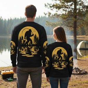 Bigfoot Fishing Forest Vintage All Over Print Shirt