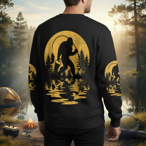 Bigfoot Fishing Forest Vintage All Over Print Shirt