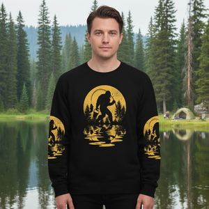 Bigfoot Fishing Forest Vintage All Over Print Shirt