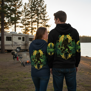 Bigfoot Fishing Green Alien Forest All Over Print Shirt