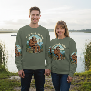 I'd Rather Be Fishing Bigfoot All Over Print Shirt
