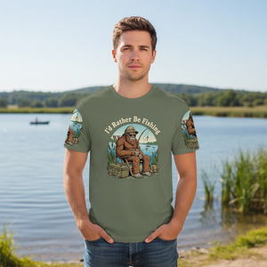 I'd Rather Be Fishing Bigfoot All Over Print Shirt